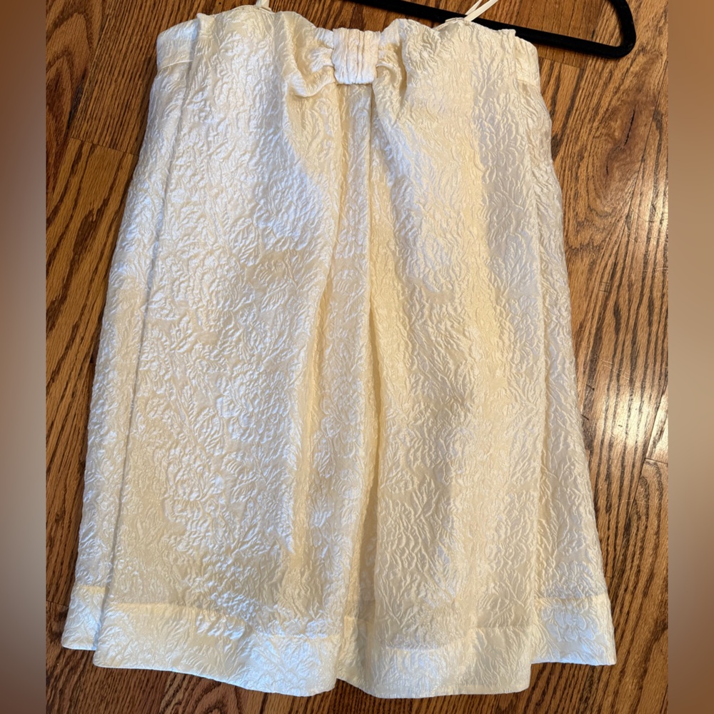 NWT BCBG Elegant Cream Bow Textured Women's Strapless Dress